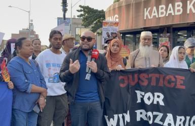 विनको न्यायका लागि ज्याक्सन हाइट्समा प्रदर्शन, रागा र भाल्डेजले भनेः गोली हान्ने प्रहरीलाई जवाफदेही बनाऊ